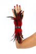 SiaLinda: Federarmband Zaha rot, mit Federn und schwarzem Leder, einstellbar - SiaLinda.com